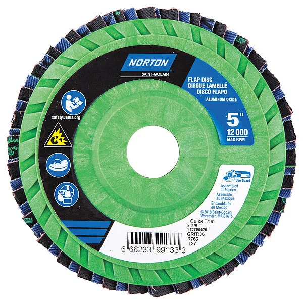 Disco de láminas Norton Abrasives, 5 pulgadas x 36 granos, 7/8 - 66623399133