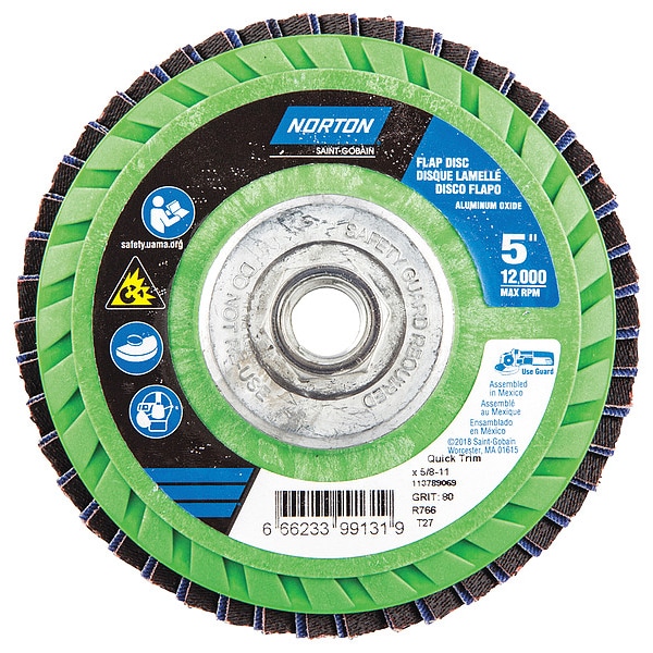 Disco de láminas Norton Abrasives, 5 pulgadas x 80 granos, 5/8-11 - 66623399131