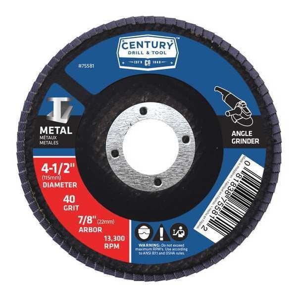 Disco de Láminas de Zirconia de Century Drill & Tool, 4-1/2x7/8 in., 40 Grit - 75581