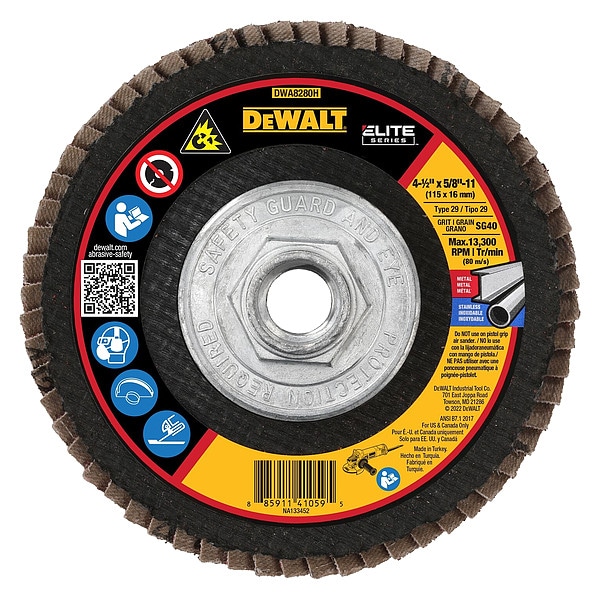 Disco de láminas Dewalt 4-1/2" x 5/8"-11 40G T29 XP CER FLAP DISC - DWA8280H