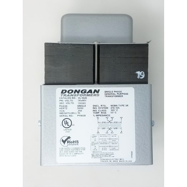 Dongan 240-480X120-240 750Va Wall Transformer - 35-1030