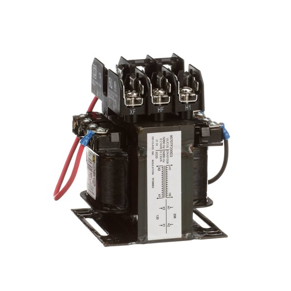 Square D Control Transformer, 200 VA, Not Rated, 80°C, 120V AC, 208V AC - 9070TF200D3