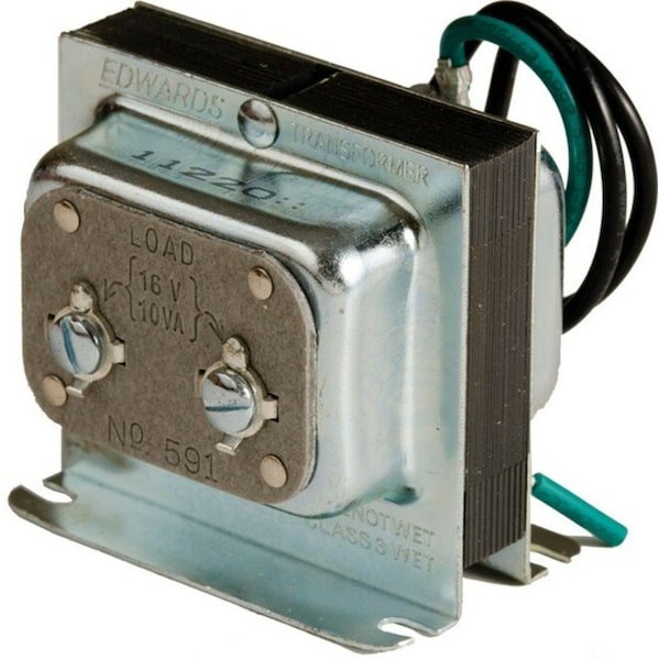 Edwards Signaling Class 2 Transformer, 10 VA, Not Rated, Not Rated, 16V AC, 120V AC - 591