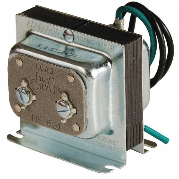 Edwards Signaling Class 2 Transformer, 10 VA, Not Rated, Not Rated, 16V AC, 120V AC - 591