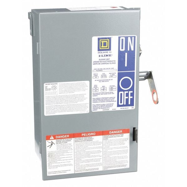 Square D Busway, 60A, 600V AC, PQ, H, K, R, 3 Phase, 3 Wire With Ground - PQ3606G