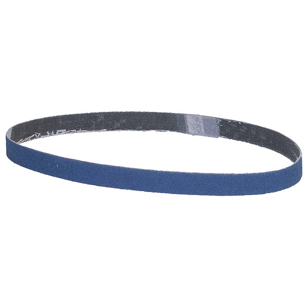 Banda de lijado recubierta de Norton Co, 1/2 pulgadas de ancho, 18 pulgadas de largo, grano 80, grueso, alúmina de circonio, BlueFire R823P, Azul - 66623373757.
