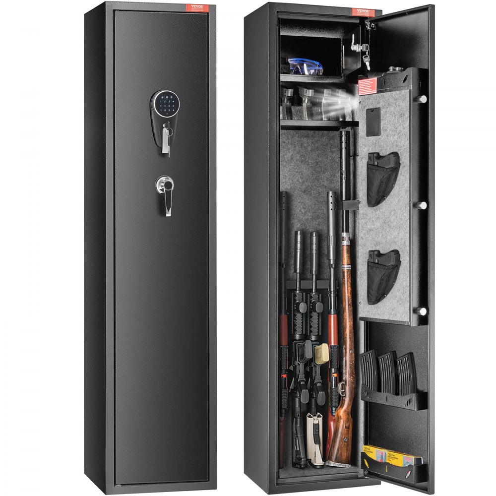 VEVOR 6 Rifles Gun Safe, Rifle Safe with Digital Keypad & Lock, Gun Storage Cabinet for Shotguns with Built-in Storage Locker, Removable Storage Shelf for Home Long Gun and Pistols - ZQJDSX78Z9WS6RWVQV9