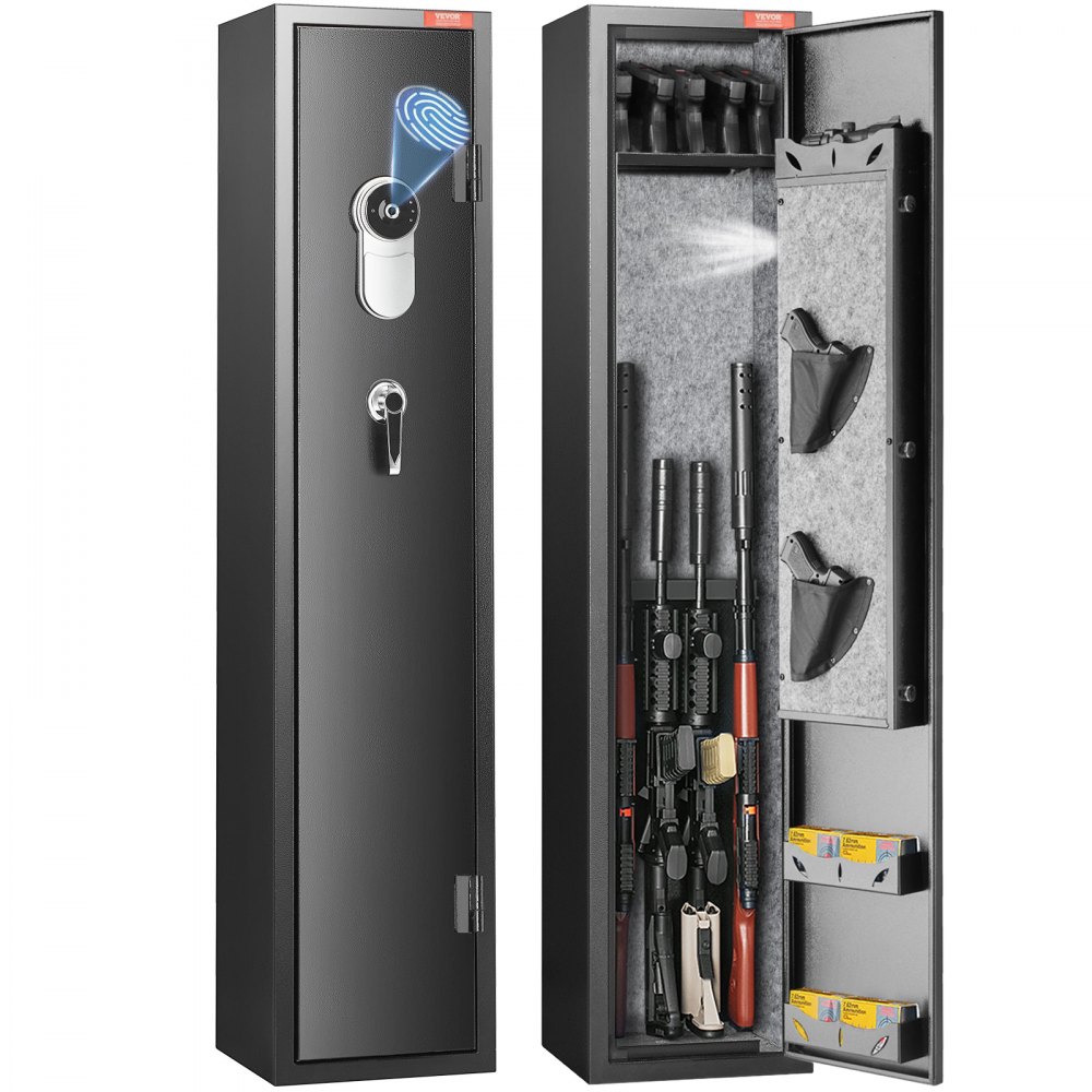 VEVOR 5 Rifles Gun Safe, Rifle Safe with Fingerprint Lock, Quick Access Gun Storage Cabinet for Shotguns with Removable Shelf, Pistol Rack, Ammo Storage Box for Home Long Gun and Pistols - ZQJBDSX5ZZWYML6AZV9