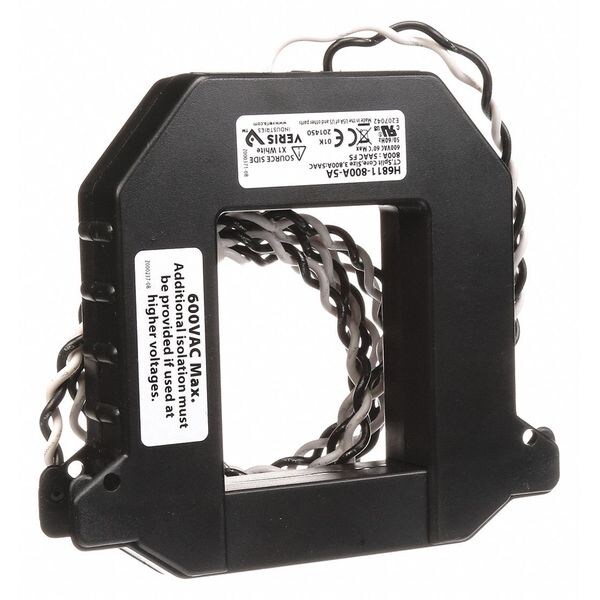 Veris Split Core Current Transformer, 0 to 800A, 0 to 5A, 2 ft 16 AWG Leads - PDS-CTSC-082