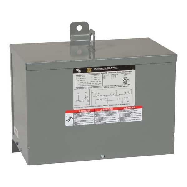 Square D General Purpose Transformer, 6 kVA, NEMA 3R, 115°C, 120/208V AC, 480V AC - 6T2F