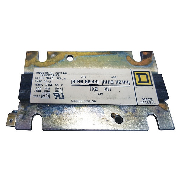 Square D Control Transformer, 100 VA, Not Rated, 115°C, 120V AC, 240/480V AC - 9070GO2D1