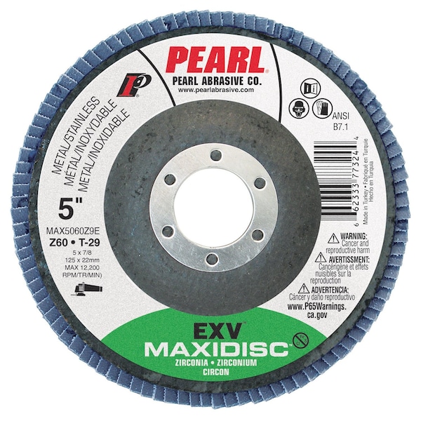 Disco de aletas de alta densidad Pearl EXV Zirconia Maxidisc de 4-1/2 x 7/8 pulgadas Z36 T-27 - MAX4536ZJE