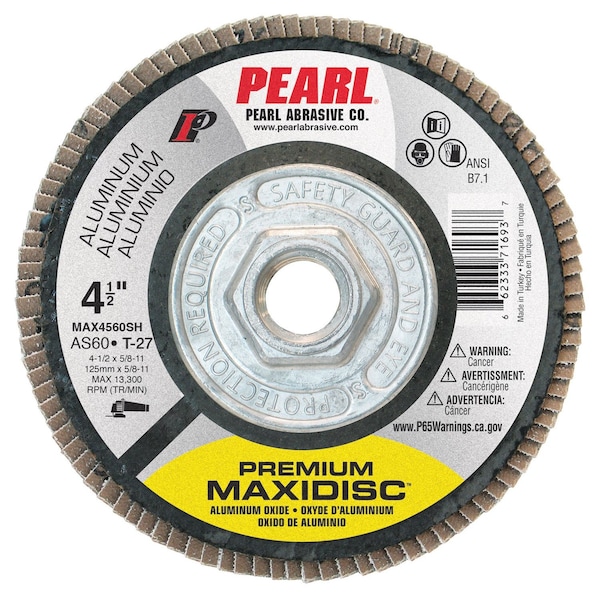 Disco Maxidisc de la línea plateada de perla para aluminio 4-1/2 x 5/8-11 A60 T-27 - MAX4560SH.
