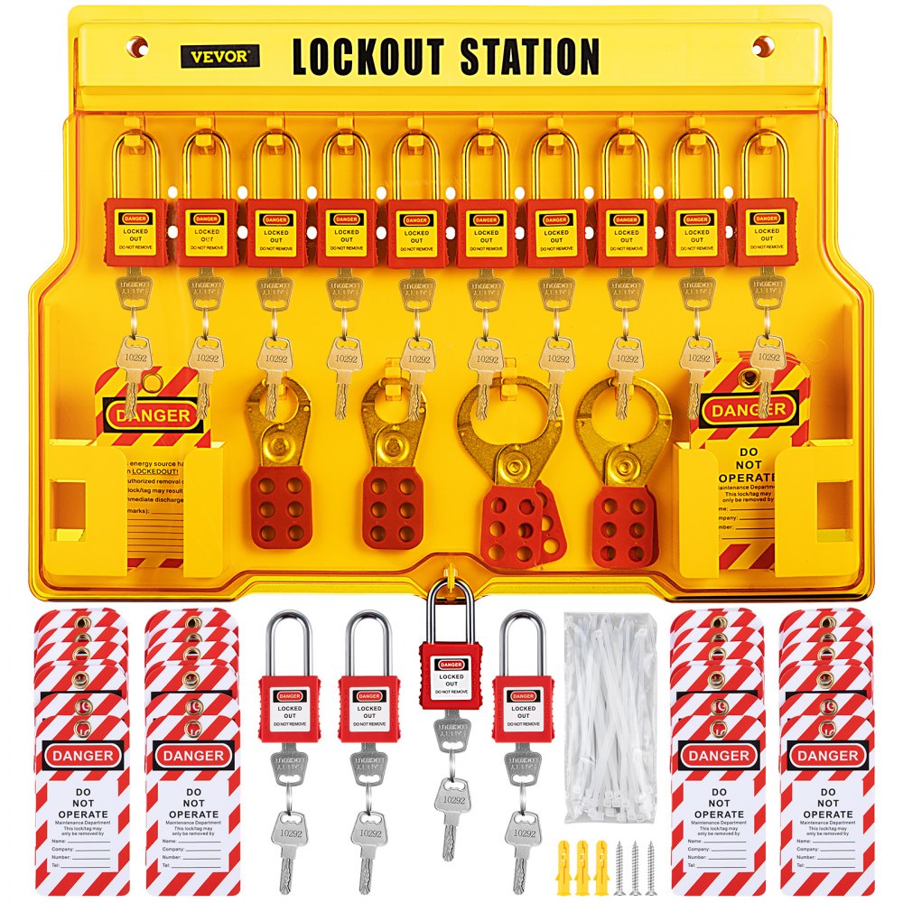 VEVOR 58 PCS Lockout Tagout Kits, Electrical Safety Loto Kit Includes Padlocks, Lockout Station, Hasp, Tags & Zip Ties, Lockout Tagout Safety Tools for Industrial, Electric Power, Machinery - AQSJTZJBDGJ57NTX0V0