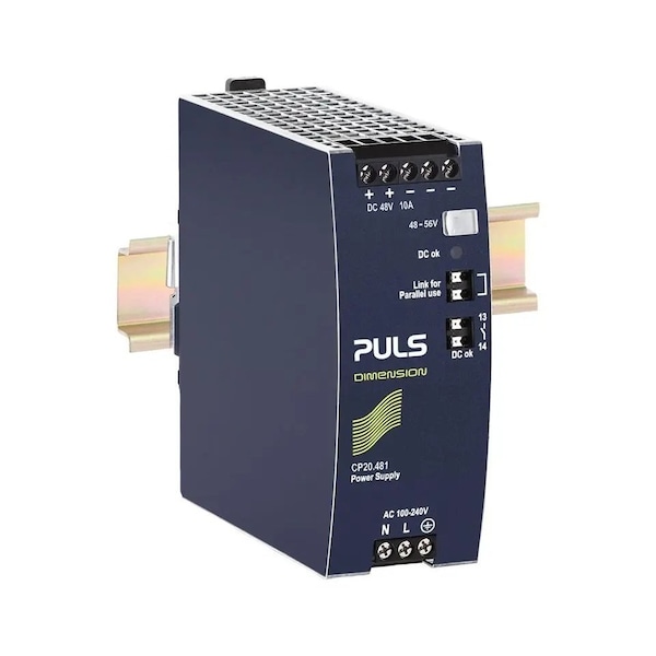 Puls DIN rail power supplies for 1-phase system, 48 V, 10 A, DC-OK relay contact - CP20.481