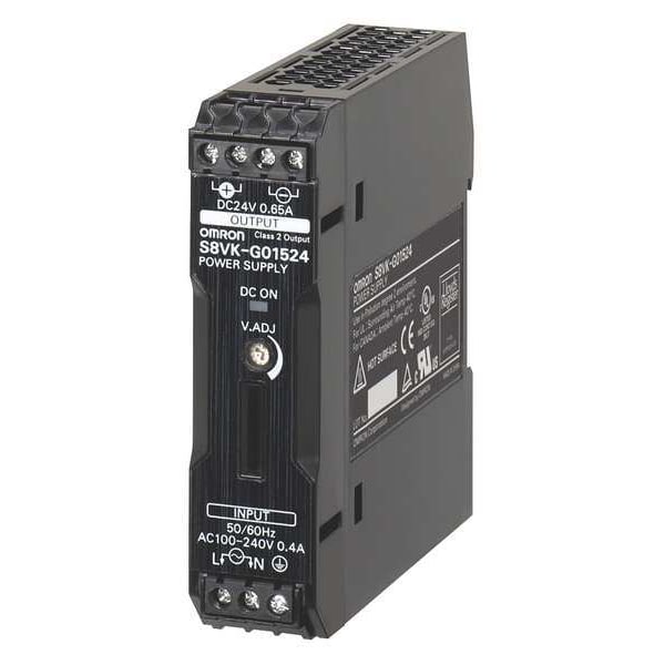 Omron DC Power Supply, 100/240V AC, 30 W, 2.5 A, DIN Rail - S8VK-G03012
