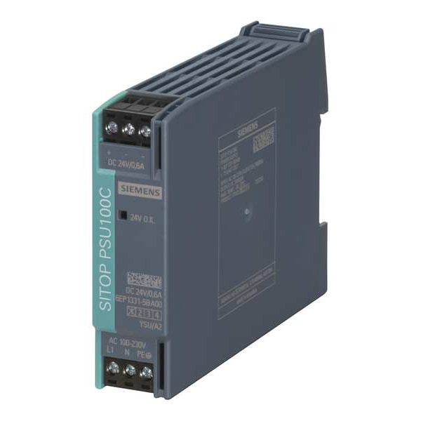 Siemens DC Power Supply, 110/300V DC; 85/264V AC, 14 W, 0.6 A, DIN Rail - 6EP1331-5BA00