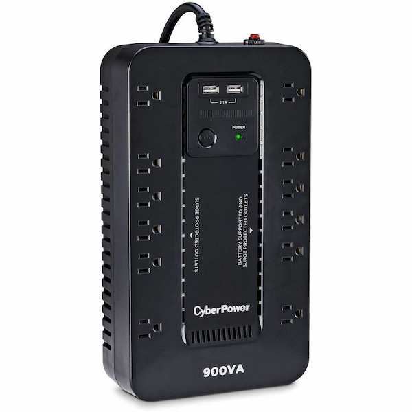 Cyberpower 900VA/500W 120V 15A 12 OUTLETS 2XUSB CHARGE PORTS 5 FT CORD 3-YEAR WARRANTY - ST900U