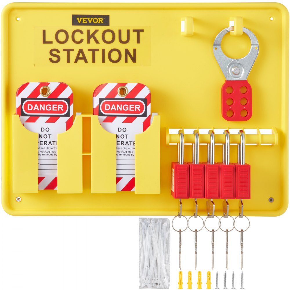 VEVOR 26 PCS Lockout Tagout Kits, Electrical Safety Loto Kit Includes Padlocks, Lockout Station, Hasp, Tags & Zip Ties, Lockout Tagout Safety Tools for Industrial, Electric Power, Machinery - AQSJTZBDGJX26KTYZV0