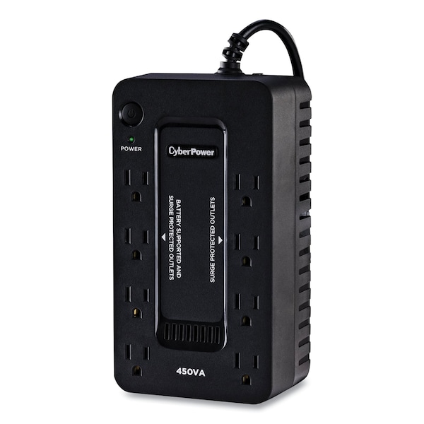 Cyberpower UPS Battery Backup, 8 Outlets, 450 VA, 890 J - SE450G1
