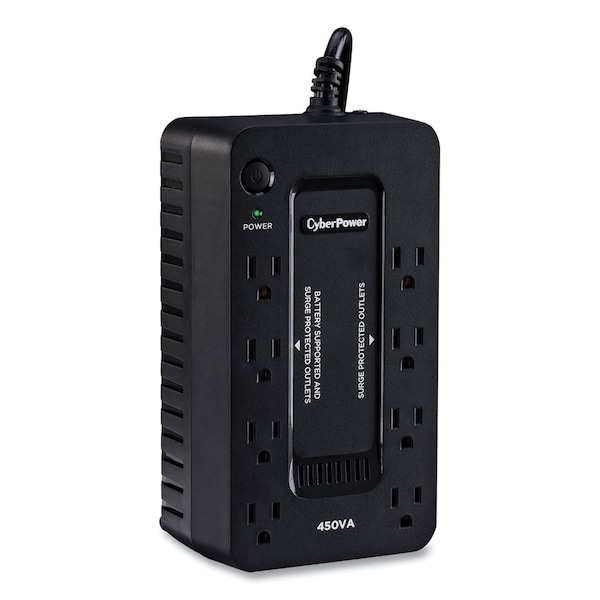 Cyberpower UPS Battery Backup, 8 Outlets, 450 VA, 890 J - SE450G1