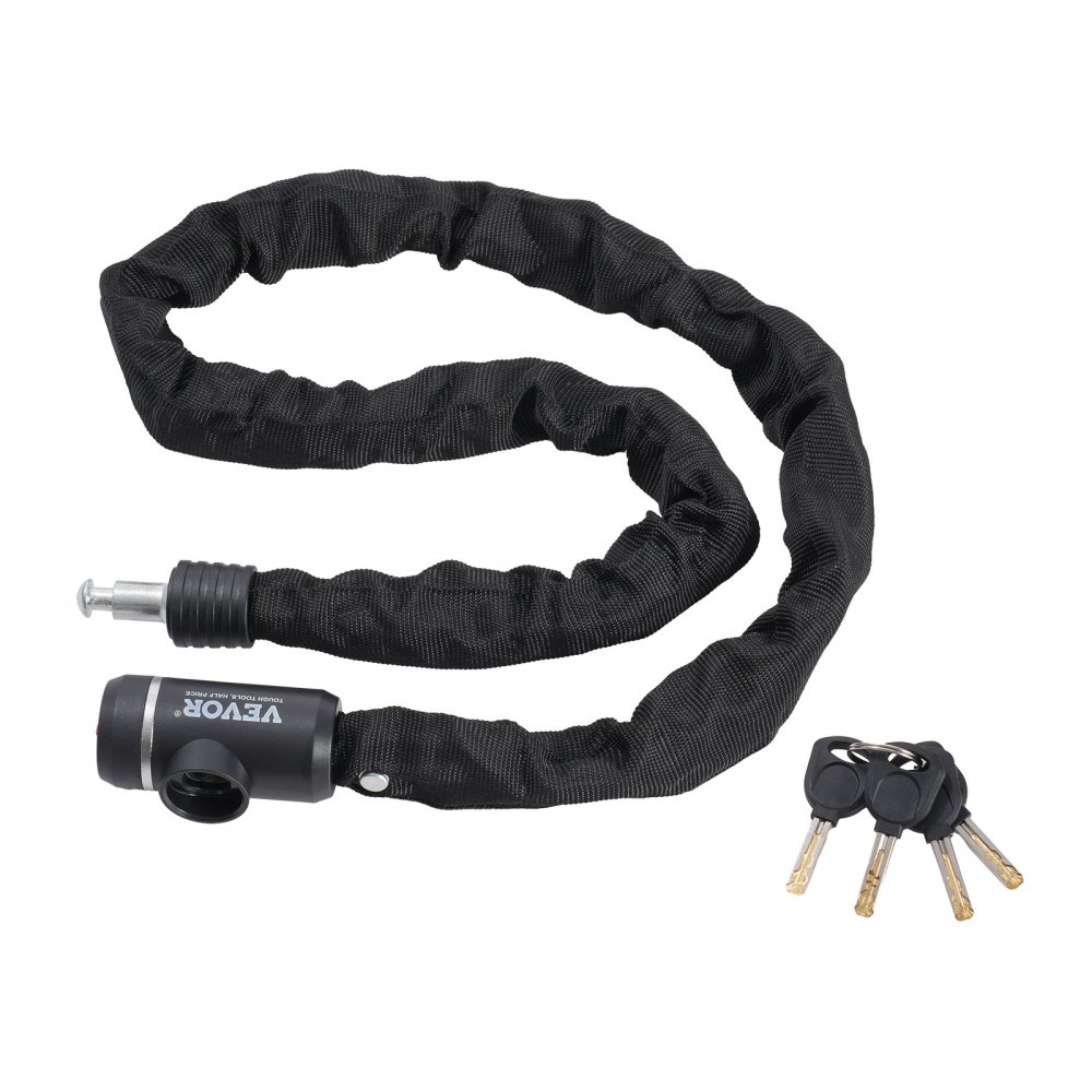 VEVOR Bike Chain Lock 3.94FT Heavy Duty Bike Lock Anti-Theft Bicycle Chain Lock 10mm Thicker Bicycle Lock Chain with 3 Keys for E-Bike, Motorcycle - ZXCLSYTSLS10CRJ8WV0