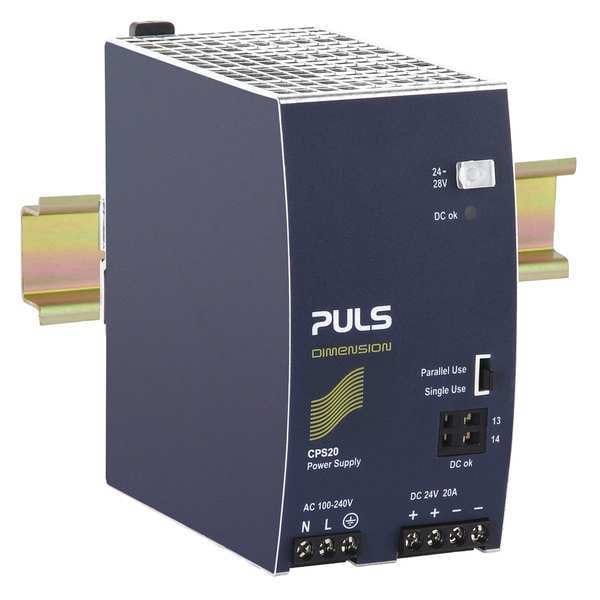 Puls DC Power Supply, 100/240V AC, 480 W, 20 A, DIN Rail - CPS20.241