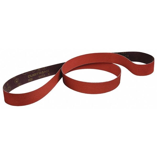 Cinturón de lijado Cubitron de 3M, recubierto, 1/4 pulgadas de ancho, 24 pulgadas de largo, 60 grano, No aplicable, Cerámico, 947A, color granate - 7010360589