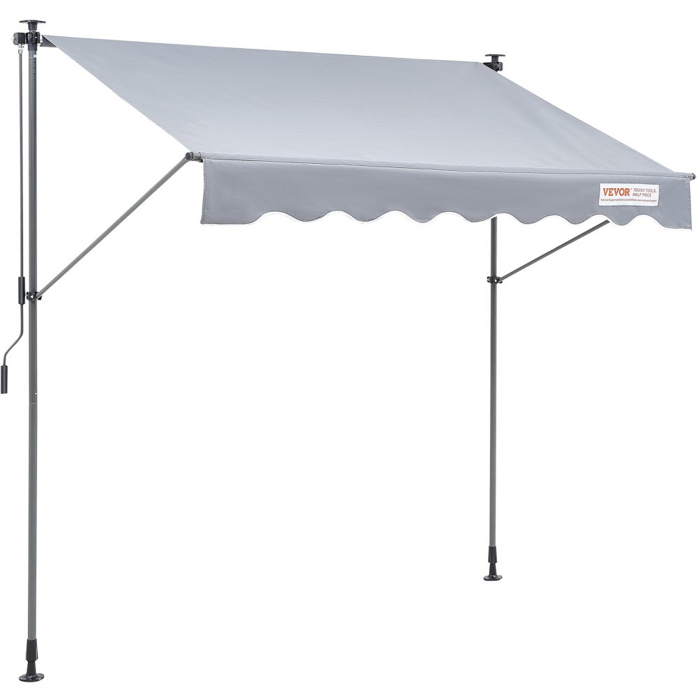 VEVOR Manual Retractable Awning, 118" Outdoor Retractable Patio Awning Sunshade Shelter, Adjustable Patio Door Window Awning Canopy with 39" Sun Shade Curtain for Backyard, Garden, Balcony - SSSZYPHSLZS1578CSV0