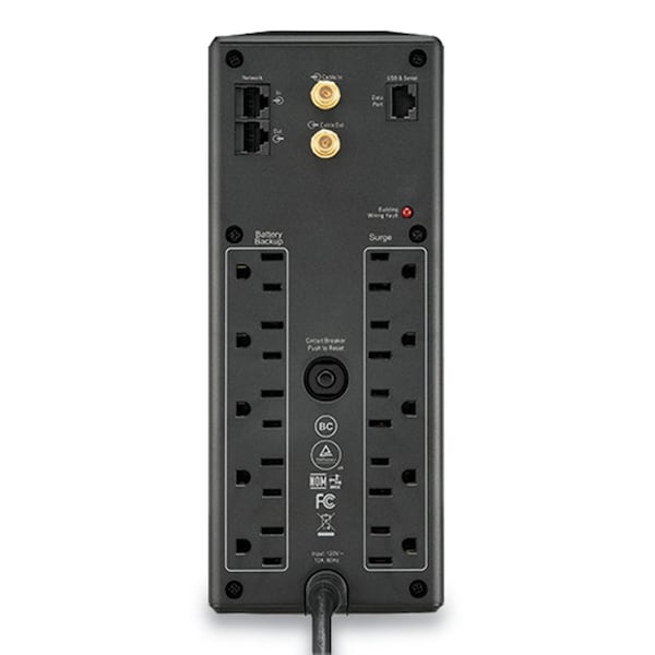 Apc Back-UPS PRO BX Series Compact Tower Battery Backup System, 10 Outlets, 1,500 VA, 789 J - BX1500M