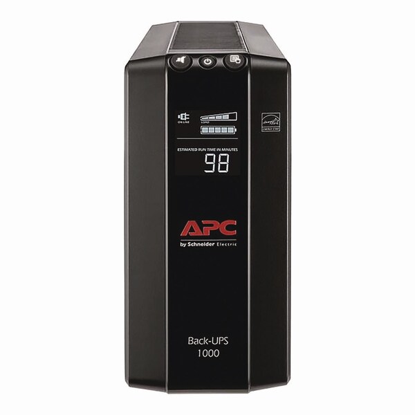 Apc Back-UPS Pro Compact Tower LCD Battery Backup and Surge Protector with USB, 8 Outlets, 1,103 J - BX1000M