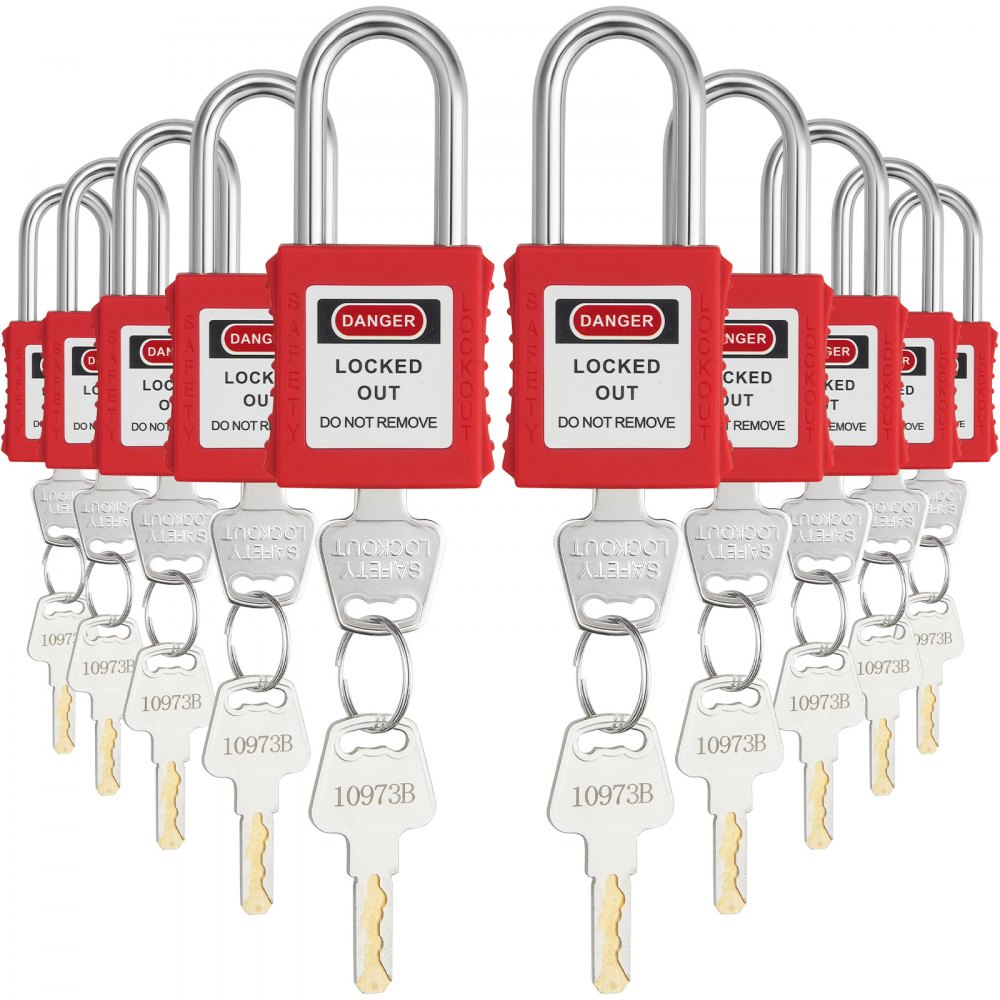 VEVOR Lockout Tagout Locks Set, 10 PCS Red Safety Lockout Padlocks ...