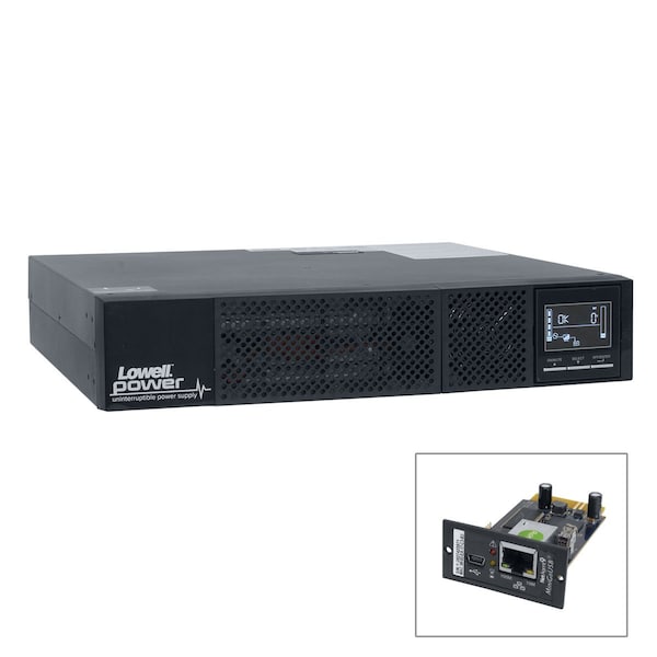 Lowell UPS System, 2000VA, Online/Double Conversion, Out: 120V AC In: 50 to 150V AC - UPS9A-2000-IP