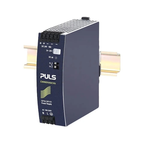 Puls DIN rail power supplies for 1-phase system, 24 V, 10 A, spring clamp terminals - CP10.241-S1