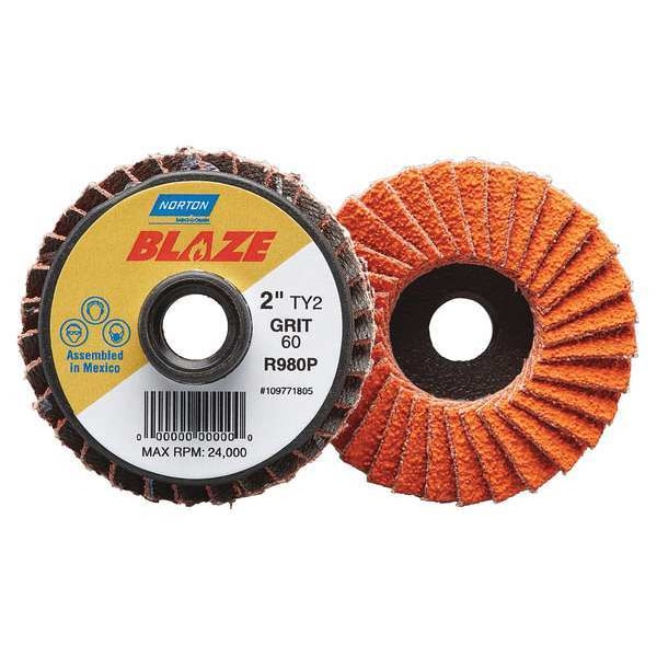 Disco de láminas Norton Abrasives, Crs, Grano 36, TY 2, 3 pulgadas, Blaze - 77696090160