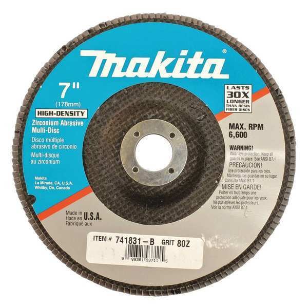 Disco multipropósito Makita, 80 granos, para GA7001L, 7", paquete de 10 - 741831-B-10
