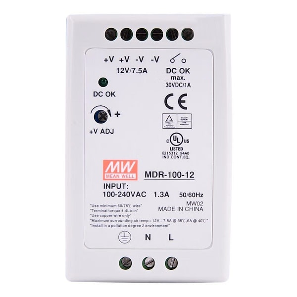 Mean Well 100W Slim DIN Rail Power Supply - MDR-100-12