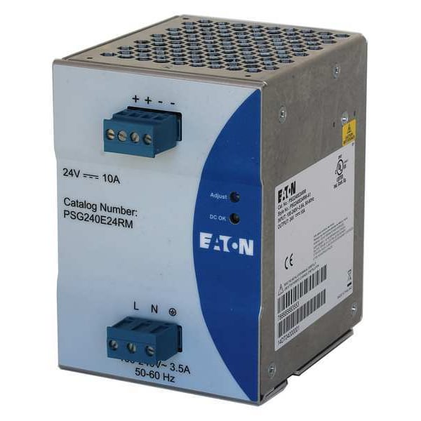 Eaton DC Power Supply, 100/240V AC, 240 W, 10 A, DIN Rail - PSG240E24RM