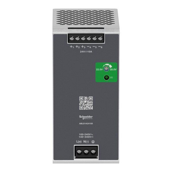 Schneider Electric Power Supply, 100 to 240V AC, 24V DC, 240W, 10A, DIN Rail - ABLS1A24100