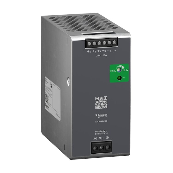 Schneider Electric Power Supply, 100 to 240V AC, 24V DC, 240W, 10A, DIN Rail - ABLS1A24100