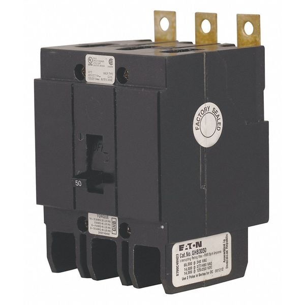 Eaton Miniature Circuit Breaker, GHB Series, 20A, 3 Pole, 277/480V AC, 14kA at 277/480V AC - GHB3020