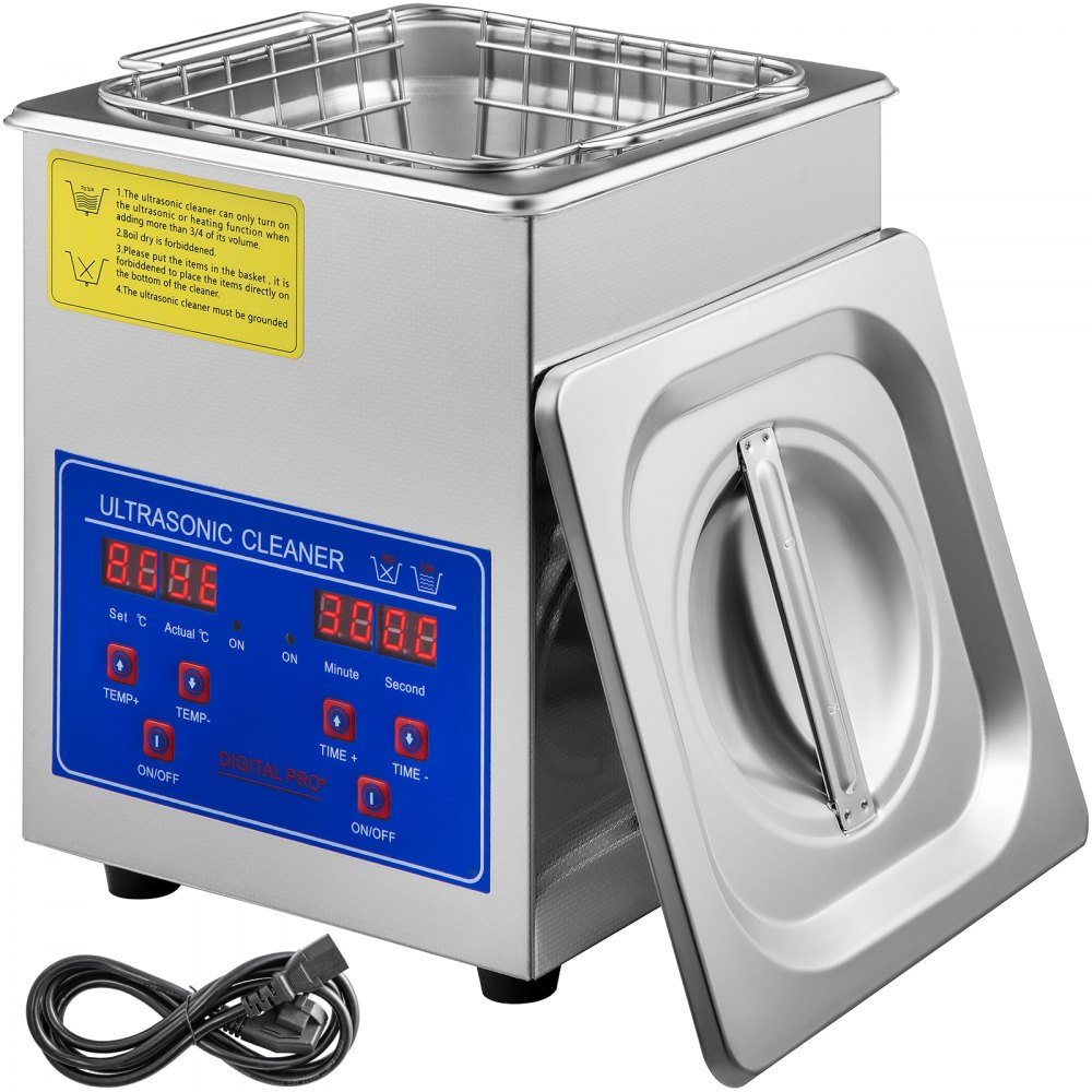 VEVOR Ultrasonic Cleaner 2L Digital Ultrasonic Parts Cleaner with Timer 40kHz Professional 304 Stainless Steel Ultrasonic Cleaner 110V for Jewelry Watch Glasses Diamond Eyeglass Small Parts Cleaning - JPS-10ACSBQXJ0001V1