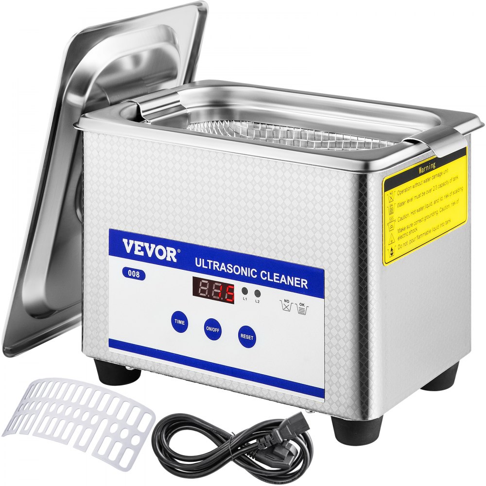 VEVOR 0.8L Professional Ultrasonic Cleaner 304 Stainless Steel Digital Lab Ultrasonic Cleaner with Timer for Jewelry Watch Glasses Circuit Board Dentures Small Parts Dental Instrument (0.8L) - QXJ0.8LCSB0000001V1