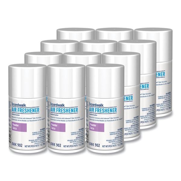 Boardwalk Metered Air Freshener Refill, Powder Mist, 5.3 oz Aerosol, PK12 - BWK902