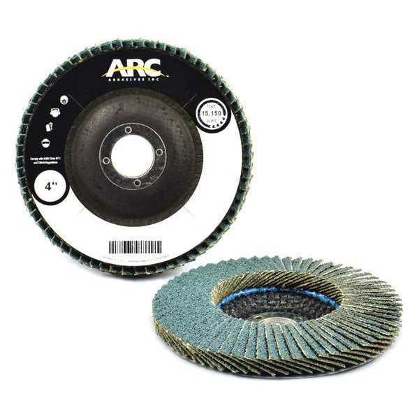 Disco de láminas de fibra de vidrio SZA de rostro angular de 4" x 5/8" T29 de Arc Abrasives, 60 granos - 10805AF