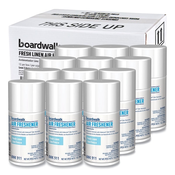 Boardwalk Metered Air Freshener Refill, Fresh Linen Scent Refill, 7 oz Aerosol Can, 12PK - CP110BOARDWK