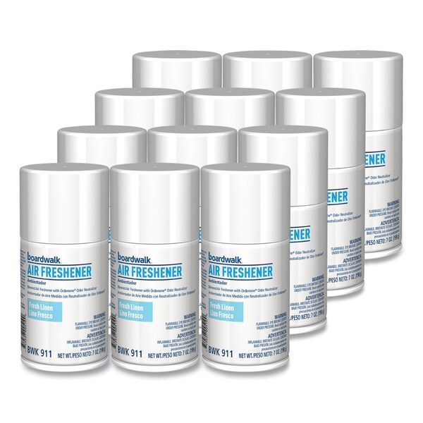 Boardwalk Metered Air Freshener Refill, Fresh Linen Scent Refill, 7 oz Aerosol Can, 12PK - CP110BOARDWK