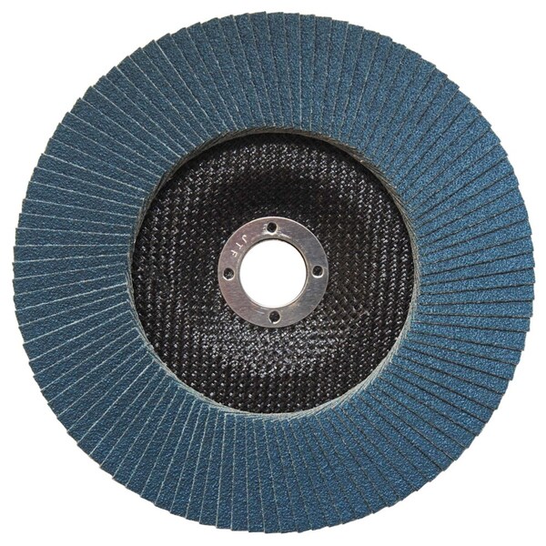 Disco de láminas abrasivas de 7" Weiler, cónico (TY29), respaldo fenólico, 36Z, 7/8" - 31361