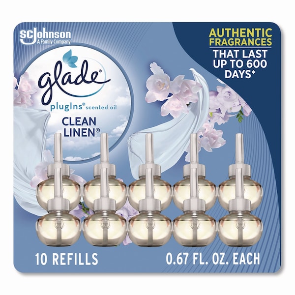 Glade Plugins Scented Oil Refill, Clean Linen, 0.67 oz, 10PK - 379206
