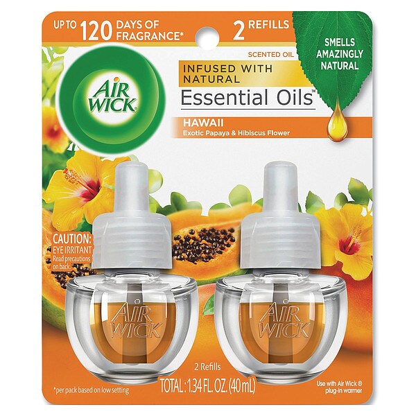 Air Wick Scented Oil Twin Refill, Hawai'i Exotic Papaya/Hibiscus Flower, 0.67 oz, PK2 - 62338-85175